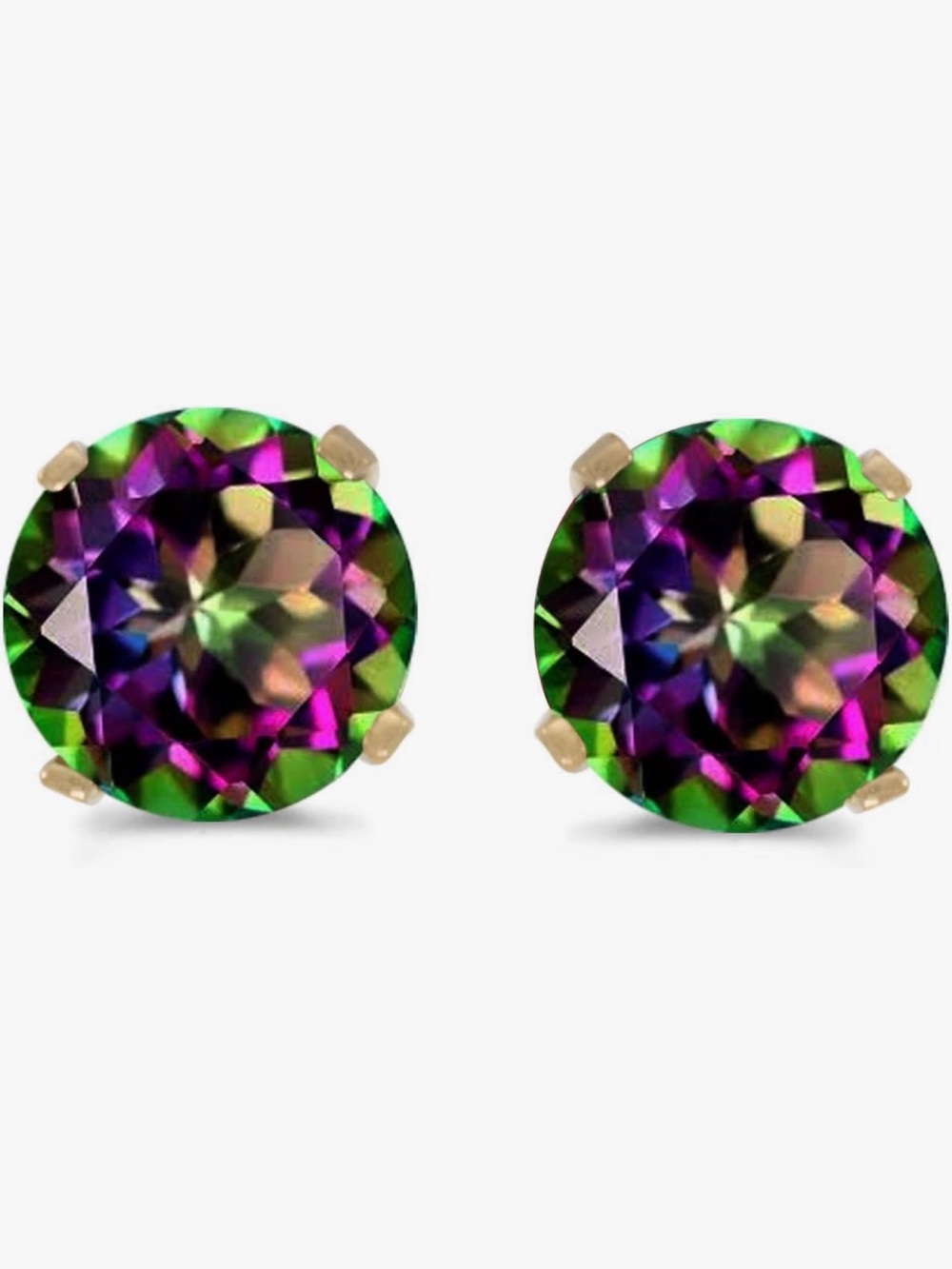 18k Gold Plated Multicolour Mystic Round CZ Stud Earrings. New. - Picture 3 of 7
